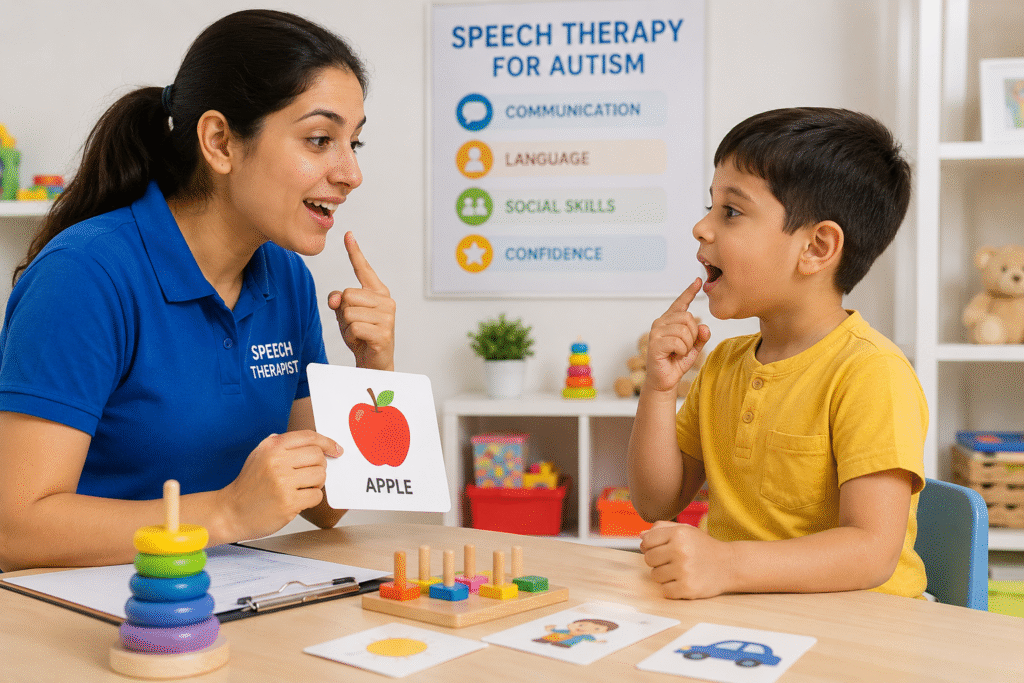 Speech Therapy for Autism session helping a child improve communication and language skills