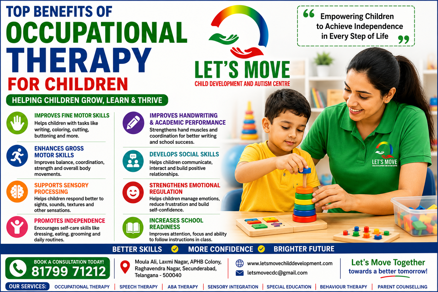 Child participating in Occupational Therapy for Children at Let's Move Child Development & Autism Centre